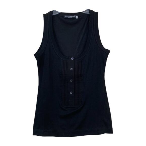Dolce & Gabbana Black Popover Tank Top Sz 40 - Picture 1 of 5